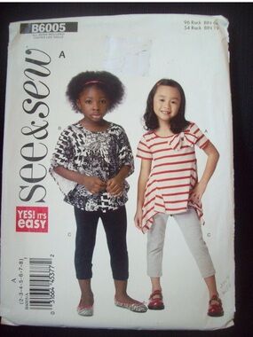 Butterick Pattern B6005 
Girls Top and Leggings Pattern Sizes 2-8 
Uncut/NOS